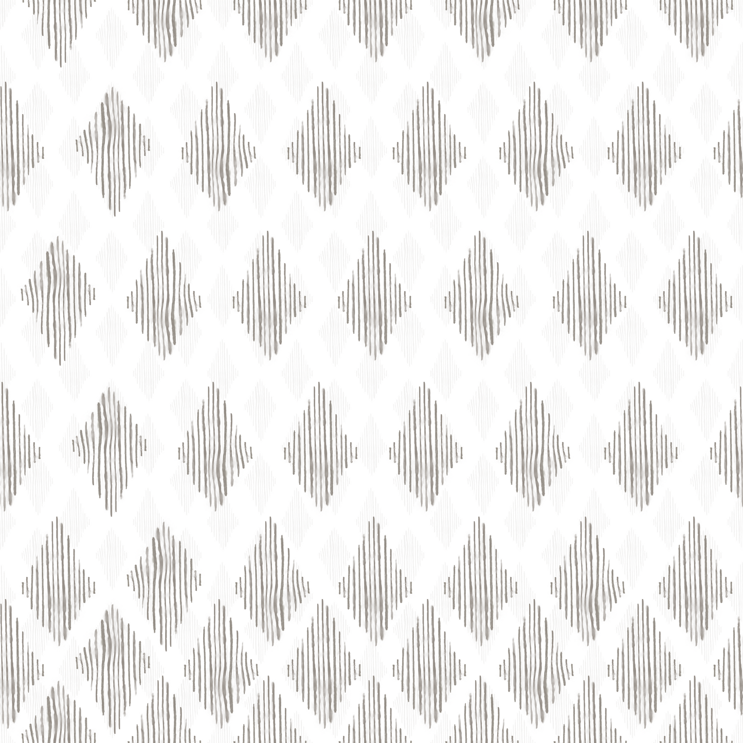 Grey/Gray large boho diamonds on white background easy to install and remove peel and stick custom wallpaper available in different lengths/sizes locally created and printed in Canada. Removable, washable, durable, commercial grade, customizable and water proof.