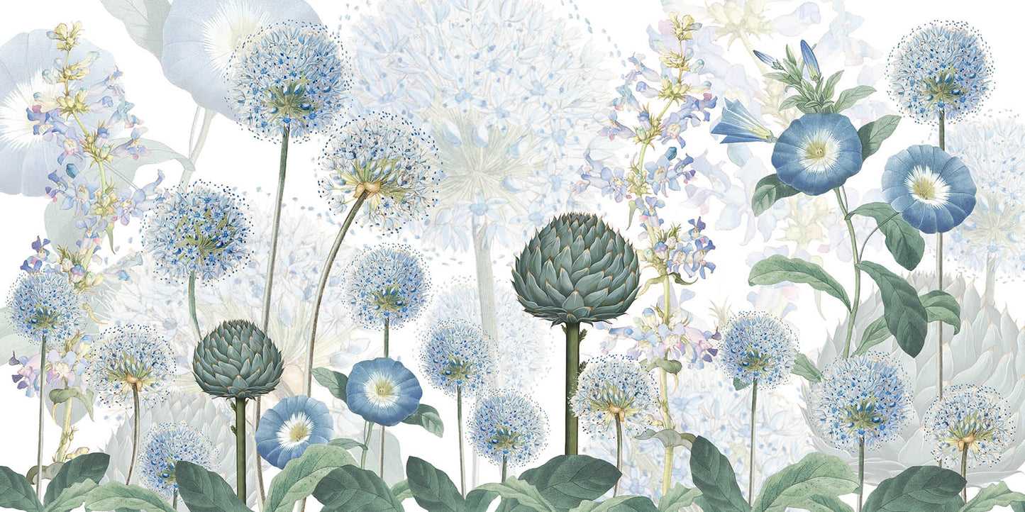 Blue Wild Meadow Mural