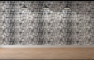 black dripping dots on white background easy to install and remove peel and stick custom wallpaper available in different lengths/sizes locally created and printed in Canada. Removable, washable, durable, commercial grade, customizable and water proof.