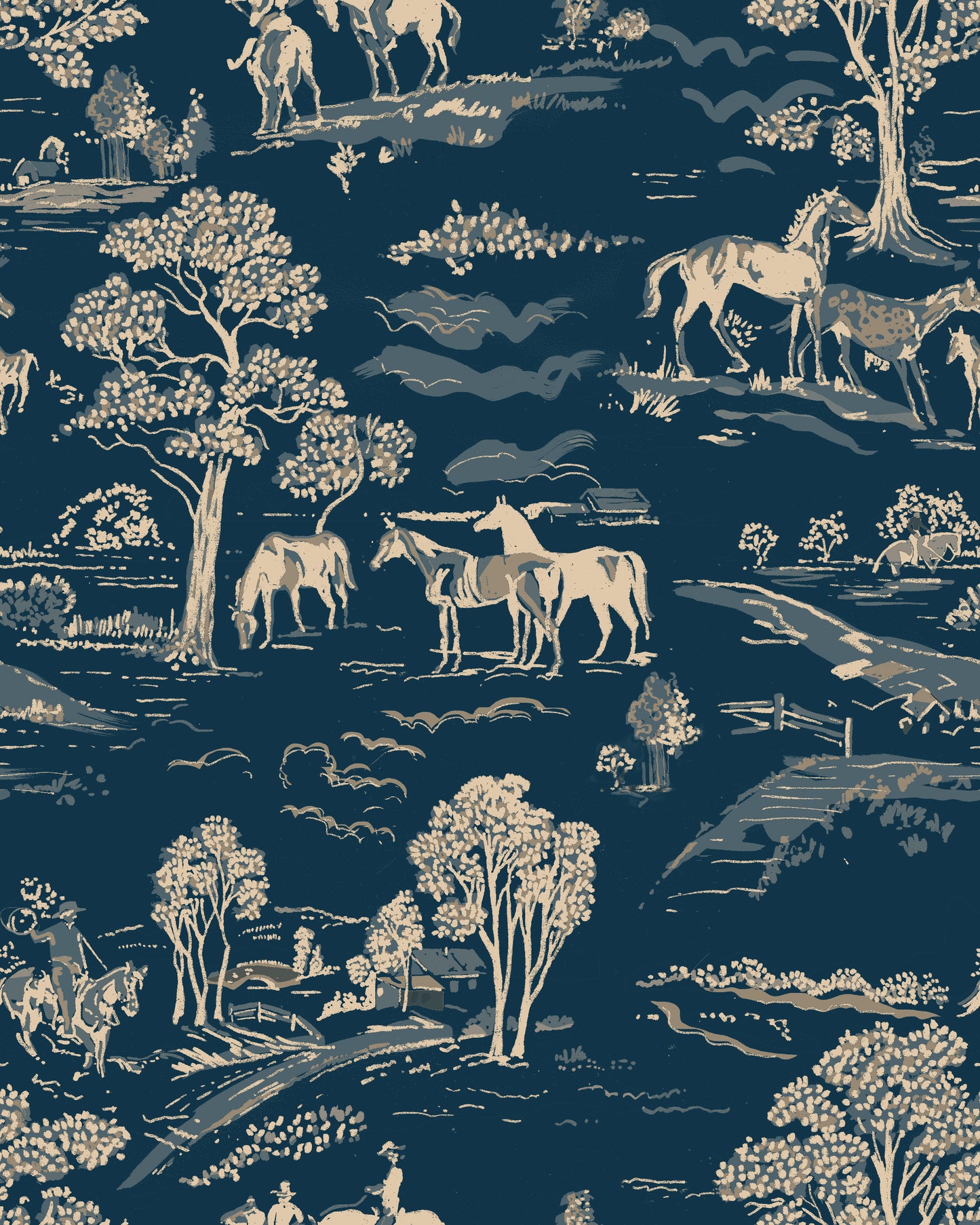 Cowboy Playground Custom Wallpaper - Dark Navy