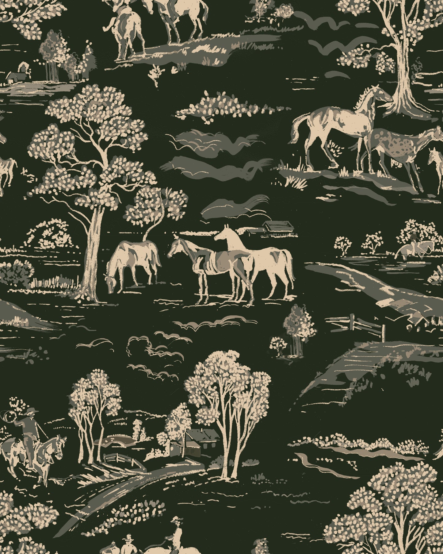Cowboy Playground Custom Wallpaper - Forest Green