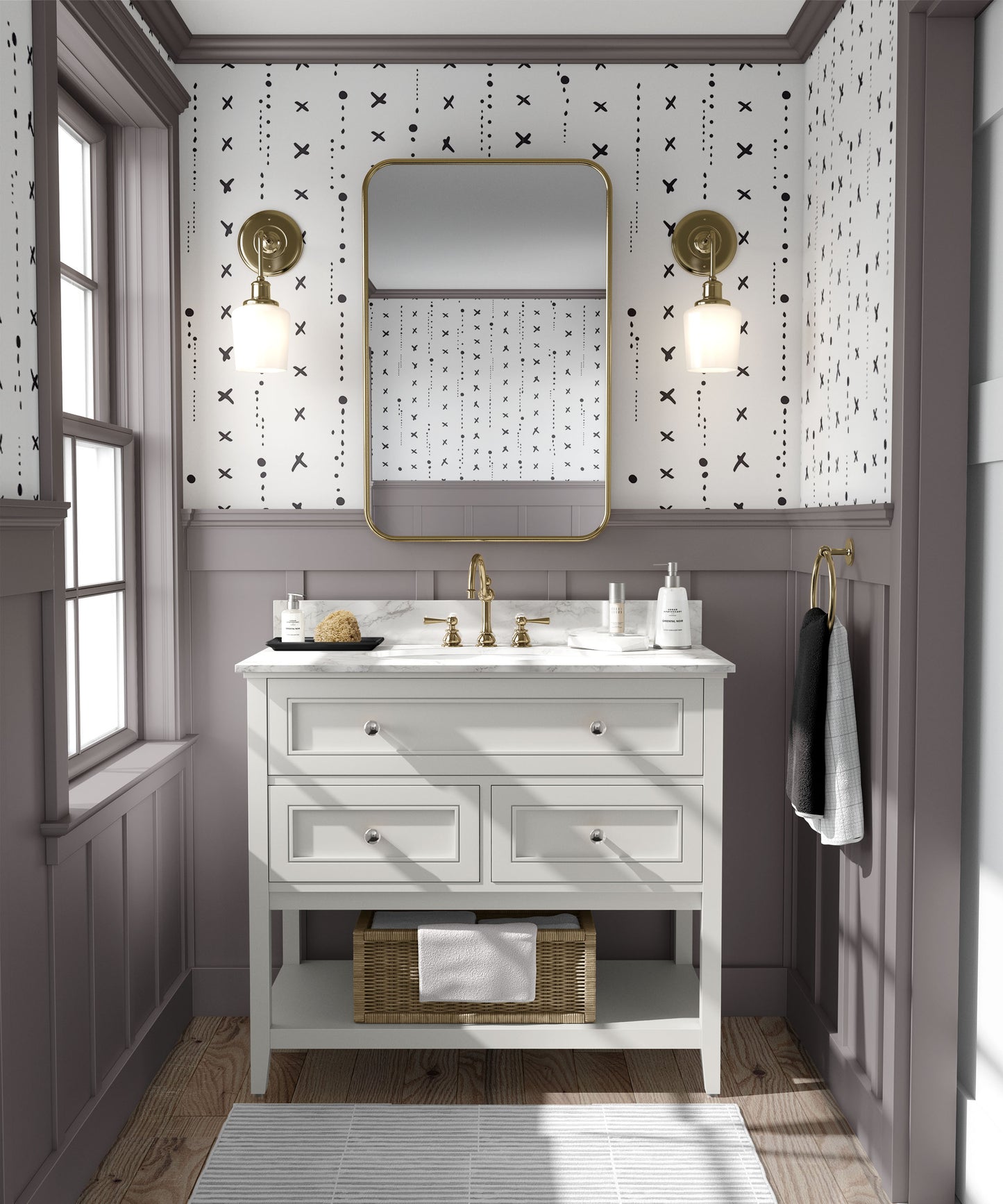 Modern black X&O pattern white background easy to install and remove peel and stick custom wallpaper available in different lengths/sizes locally created and printed in Canada Artichoke wallpaper. Washable, durable, commercial grade, removable and waterproof.