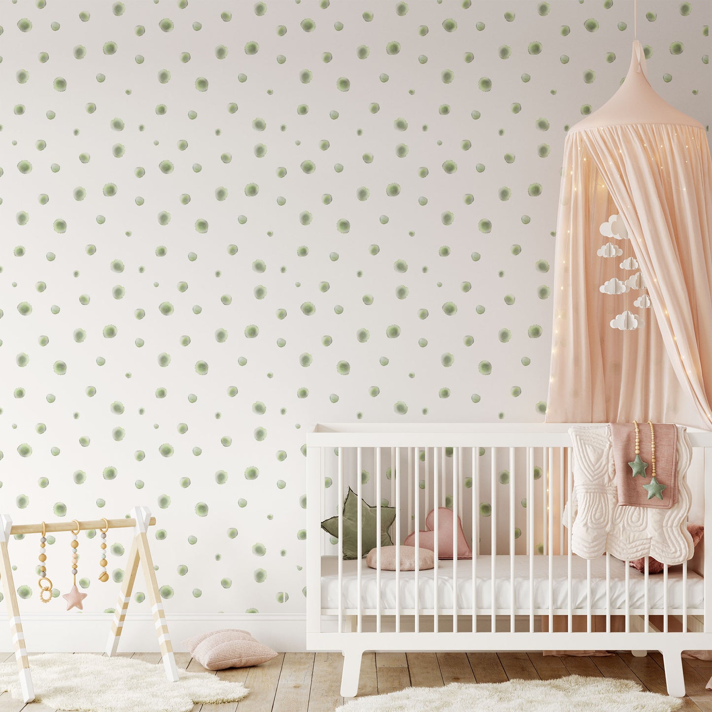 Water Colour Polk-a-dots Custom Wallpaper
