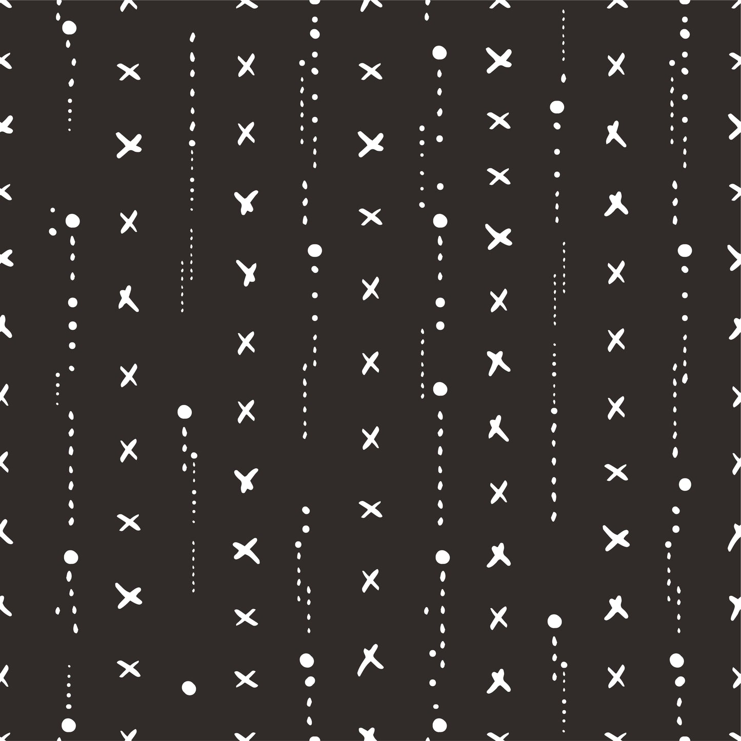 Modern white X&O pattern black background easy to install and remove peel and stick custom wallpaper available in different lengths/sizes locally created and printed in Canada Artichoke wallpaper. Washable, durable, commercial grade, removable and waterproof.
