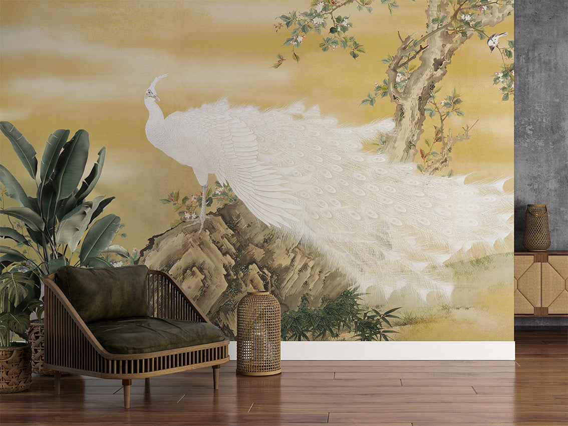 White Peafowl Mural
