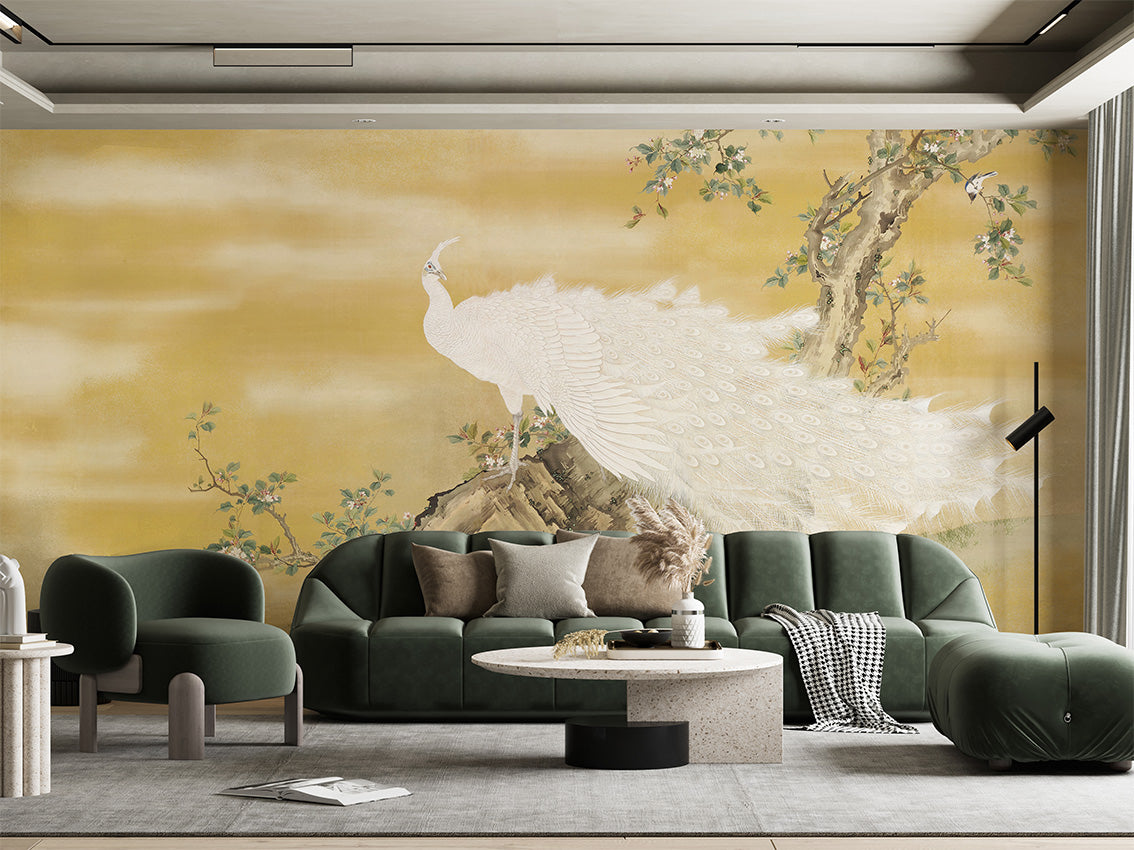 White Peafowl Mural
