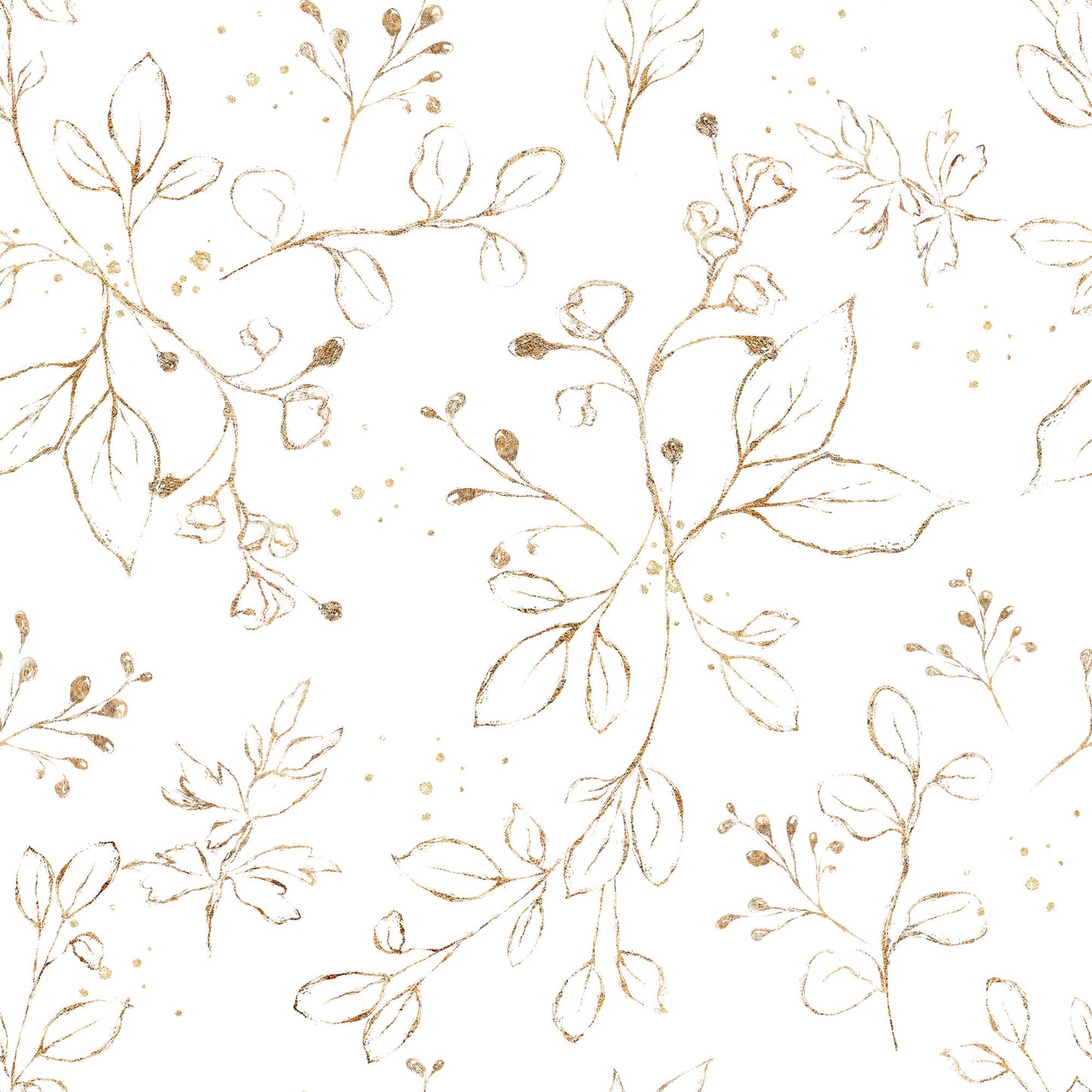 Delicate gold floral/foliage print on cream background easy to install and remove peel and stick custom wallpaper available in different lengths/sizes locally created and printed in Canada. Removable, washable, durable, commercial grade, customizable and water proof.