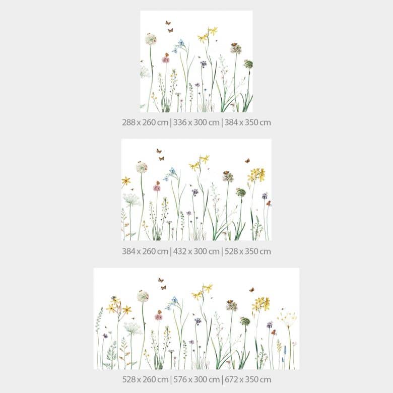 Dandelion Floral and Butterfly Wallpaper Mural