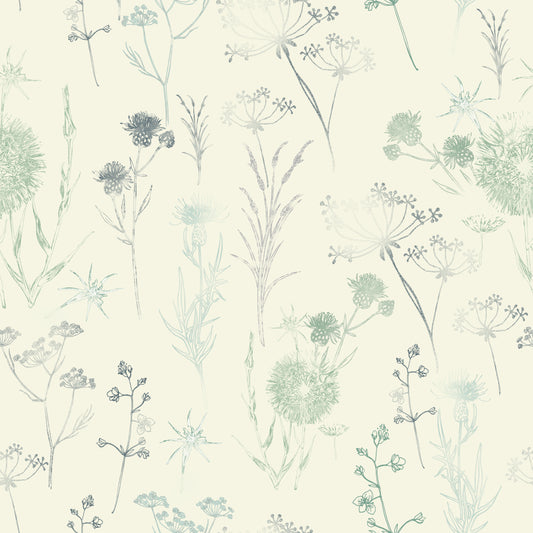 Dainty green foliage/leaves/plants on yellow cream background easy to install and remove peel and stick custom wallpaper available in different lengths/sizes locally created and printed in Canada. Removable, washable, durable, commercial grade, customizable and water proof.